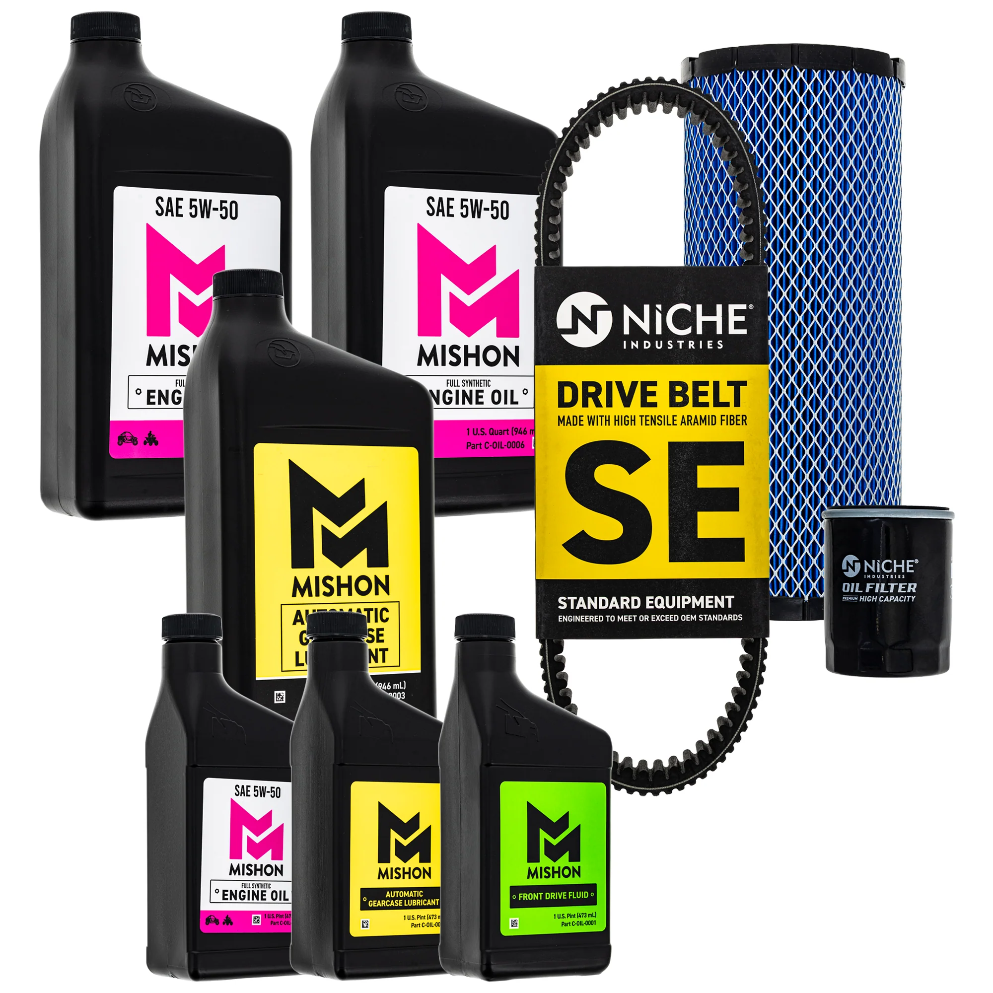 MISHON Full Service Kit 5W-50 for Polaris RZR 900 S 4 Trail Oil Change Belt