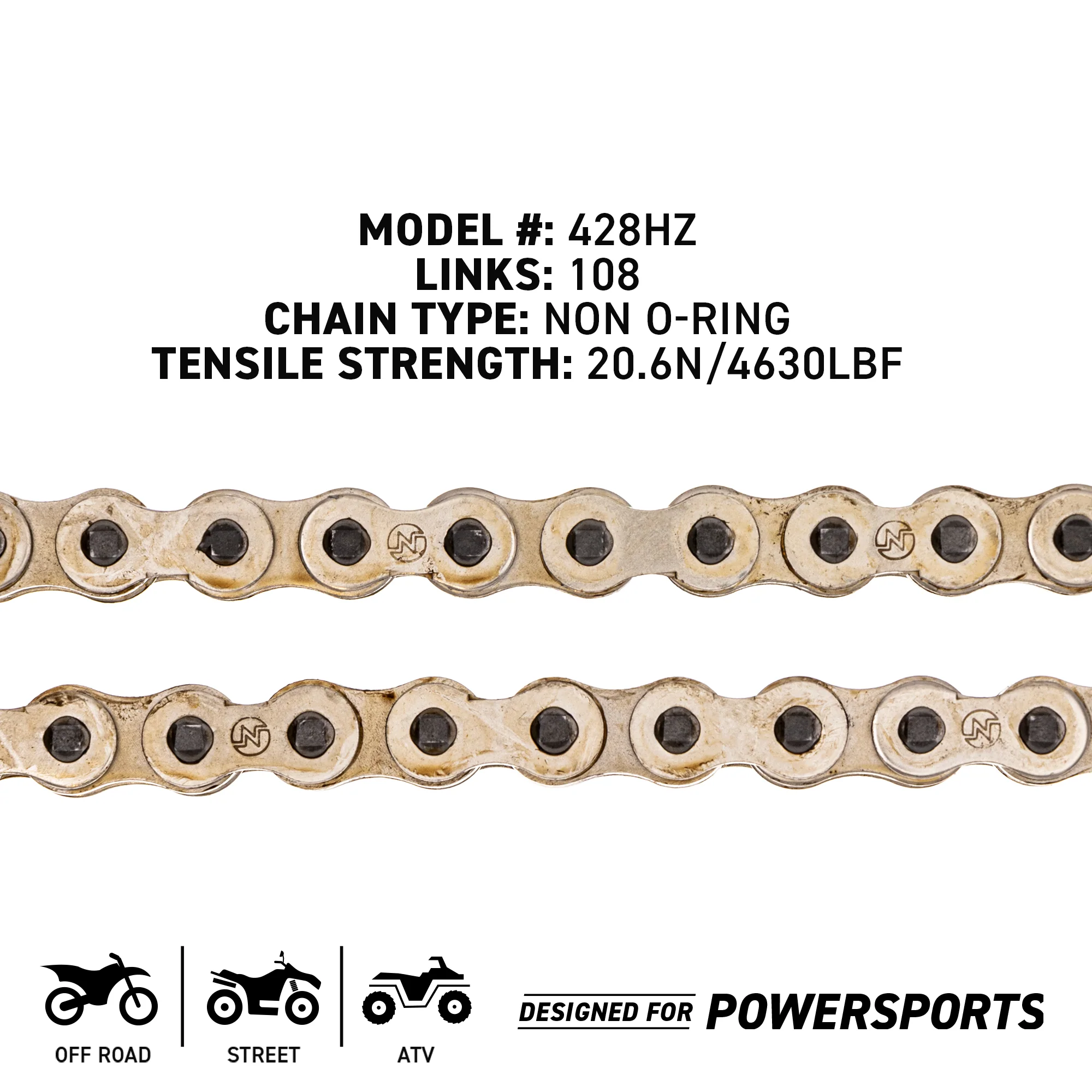 Drive Chain 108 Standard Non O-Ring w/ Master Link For Yamaha Kawasaki Honda 9Y580-24109-00 - Image 4