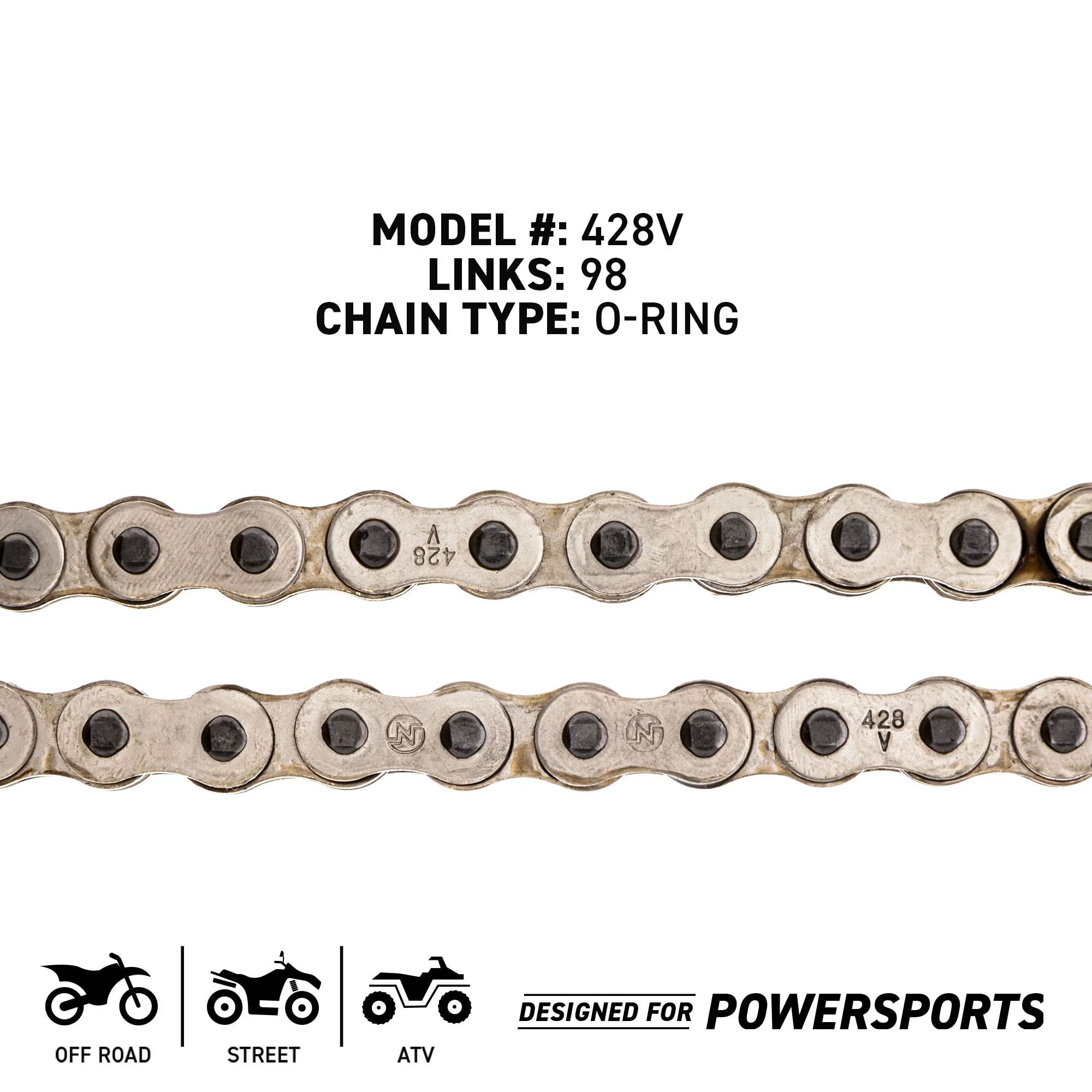 Drive Chain 98 O-Ring w/ Master Link For Honda Kawasaki 40540-HP2-671 40530-HF7-005 40530-HF7-003 - Image 3