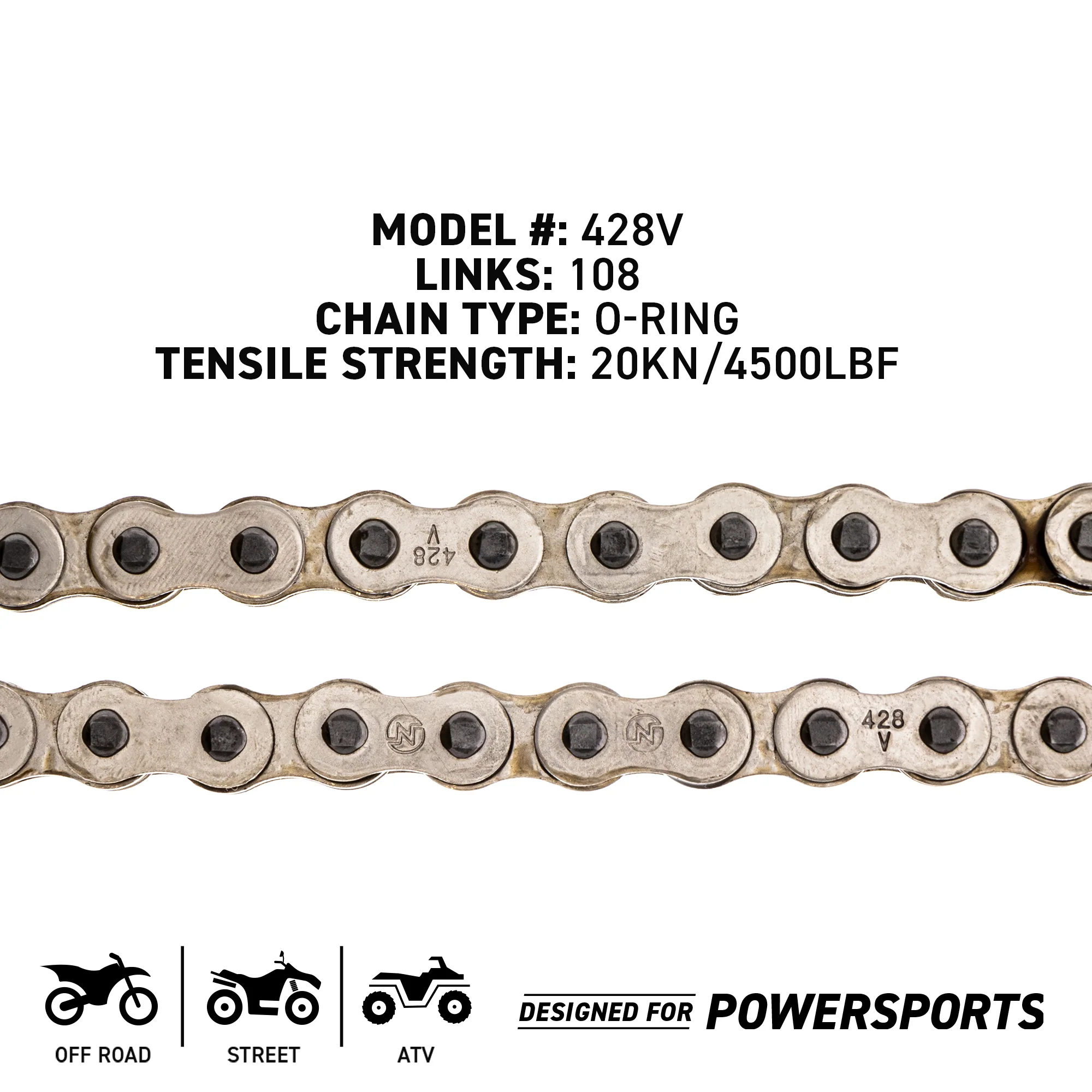 Drive Chain 108 O-Ring w/ Master Link For Yamaha Kawasaki Honda 9Y580-24109-00 94580-24110-00 - Image 4