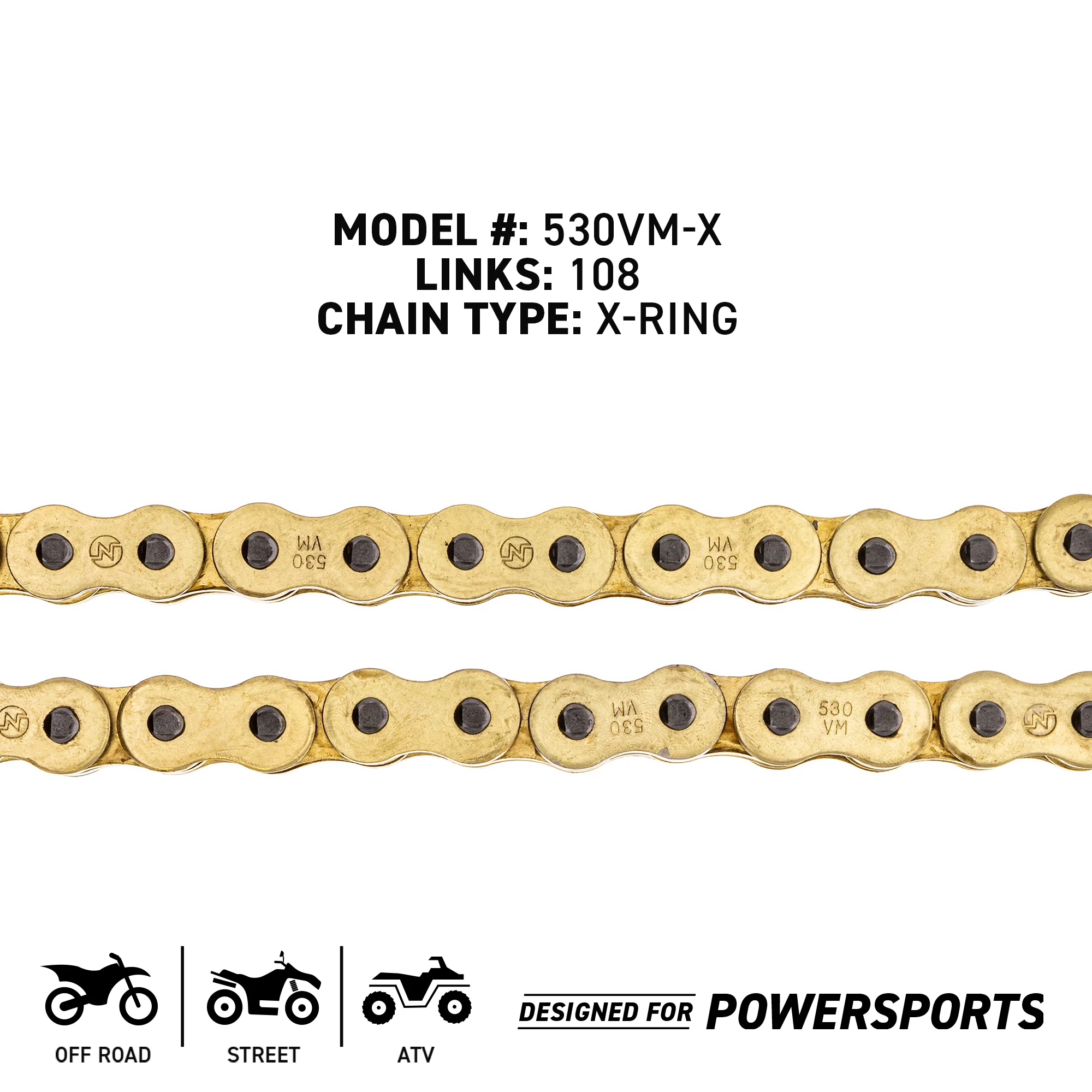 Gold X-Ring Chain 108 w/ Master Link For Suzuki Honda Yamaha T2017277 T2015007 T2010331 67641032A - Image 4
