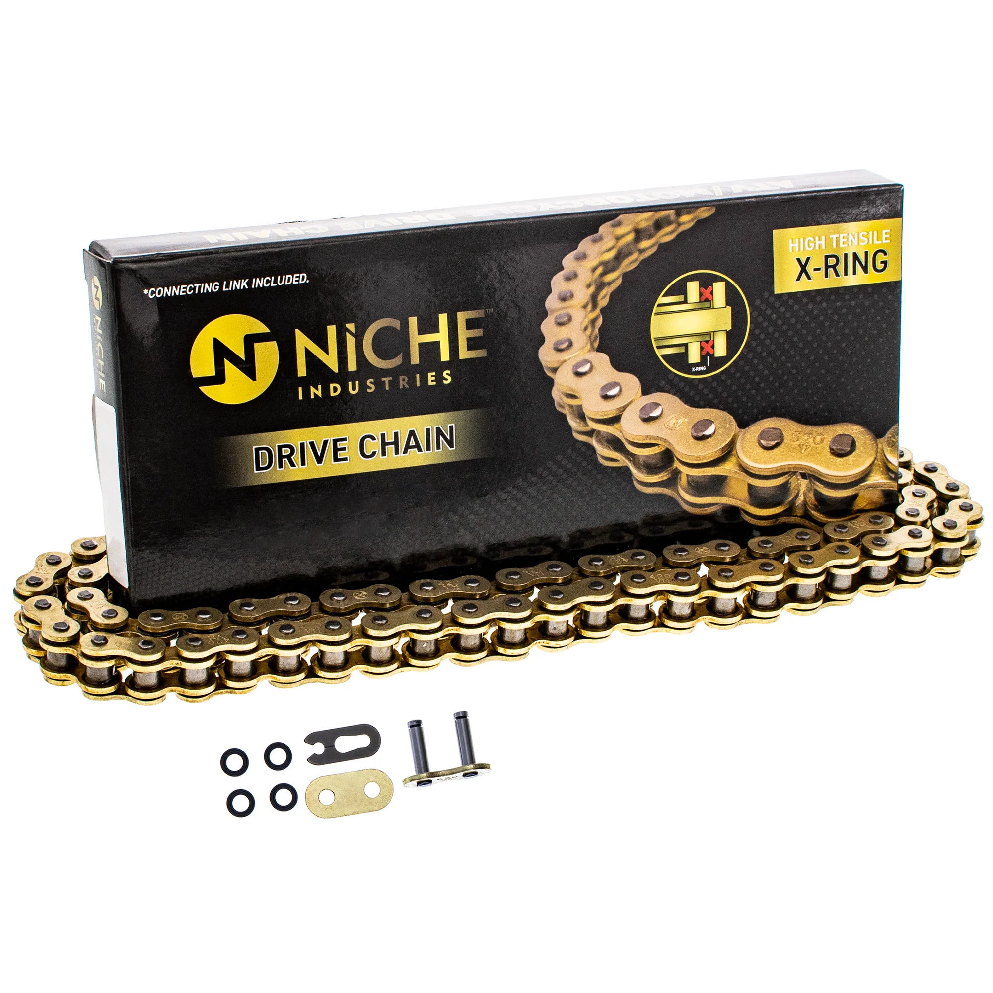 Gold X-Ring Chain 124 w/ Master Link For Kawasaki Honda Suzuki K9205-71497 92057-1497 92057-1315 - Image 5