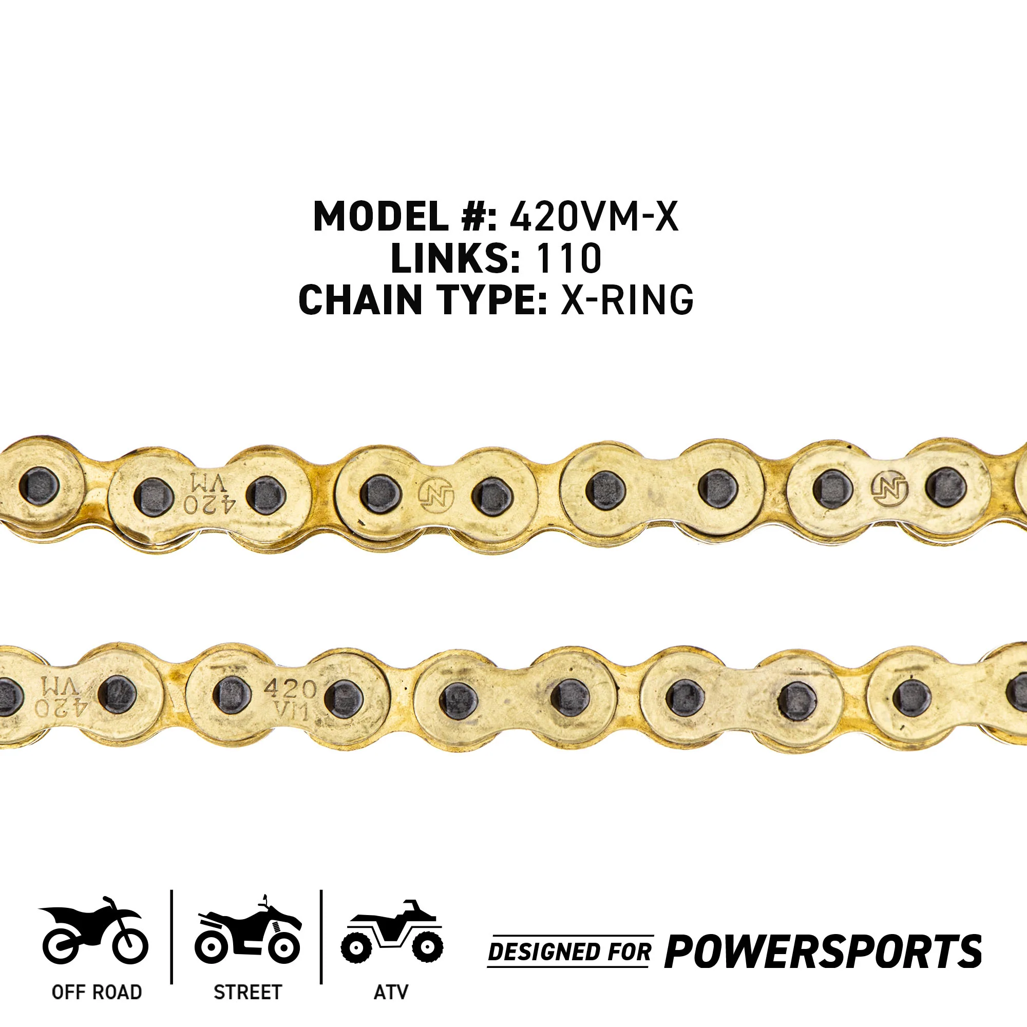 Gold X-Ring Chain 110 w/ Master Link For Honda Yamaha Suzuki K9205-71504 92057-1504 92057-0857 - Image 4