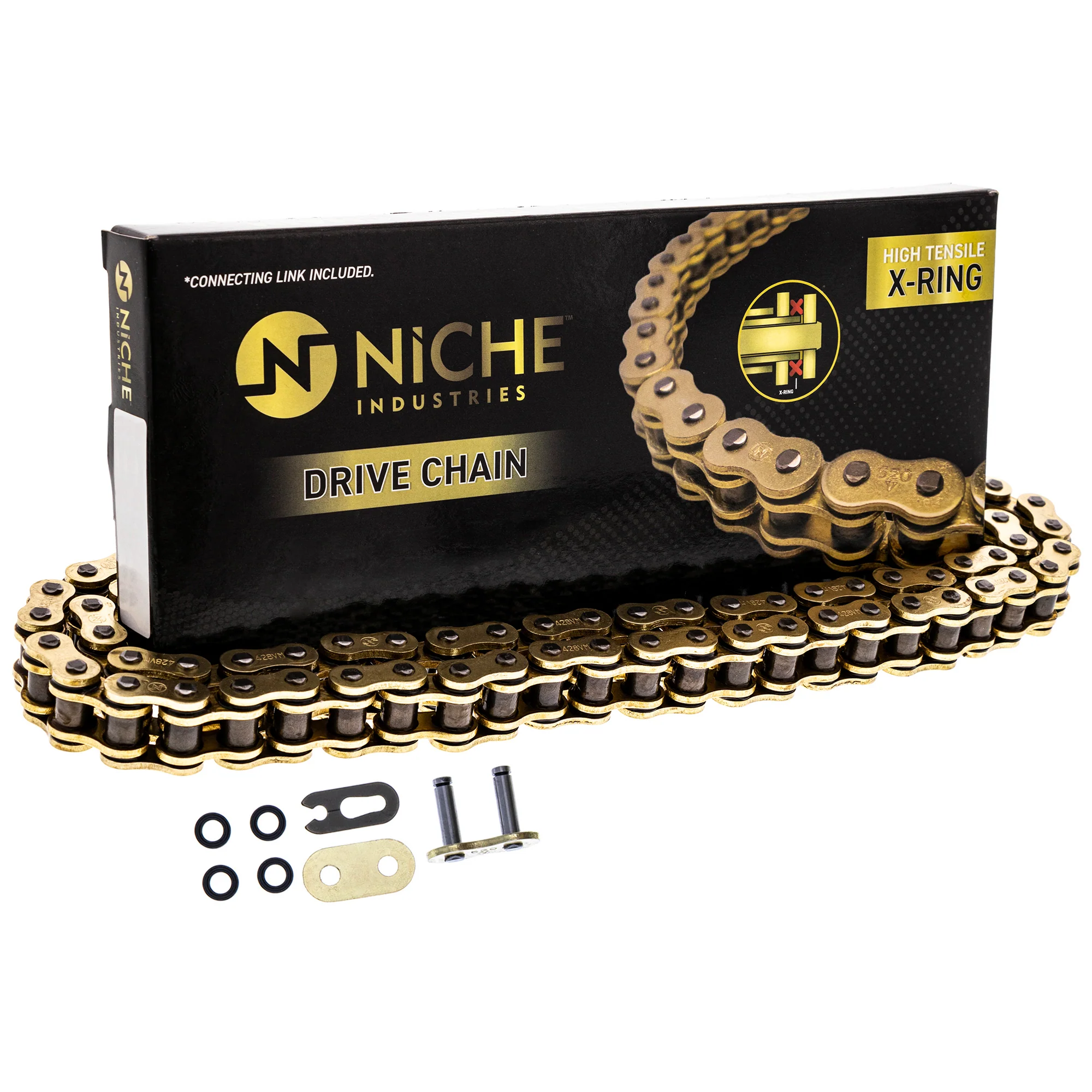 Gold X-Ring Chain 98 w/ Master Link For Honda Kawasaki 40540-HP2-671 40530-HF7-005 40530-HF7-003 - Image 5