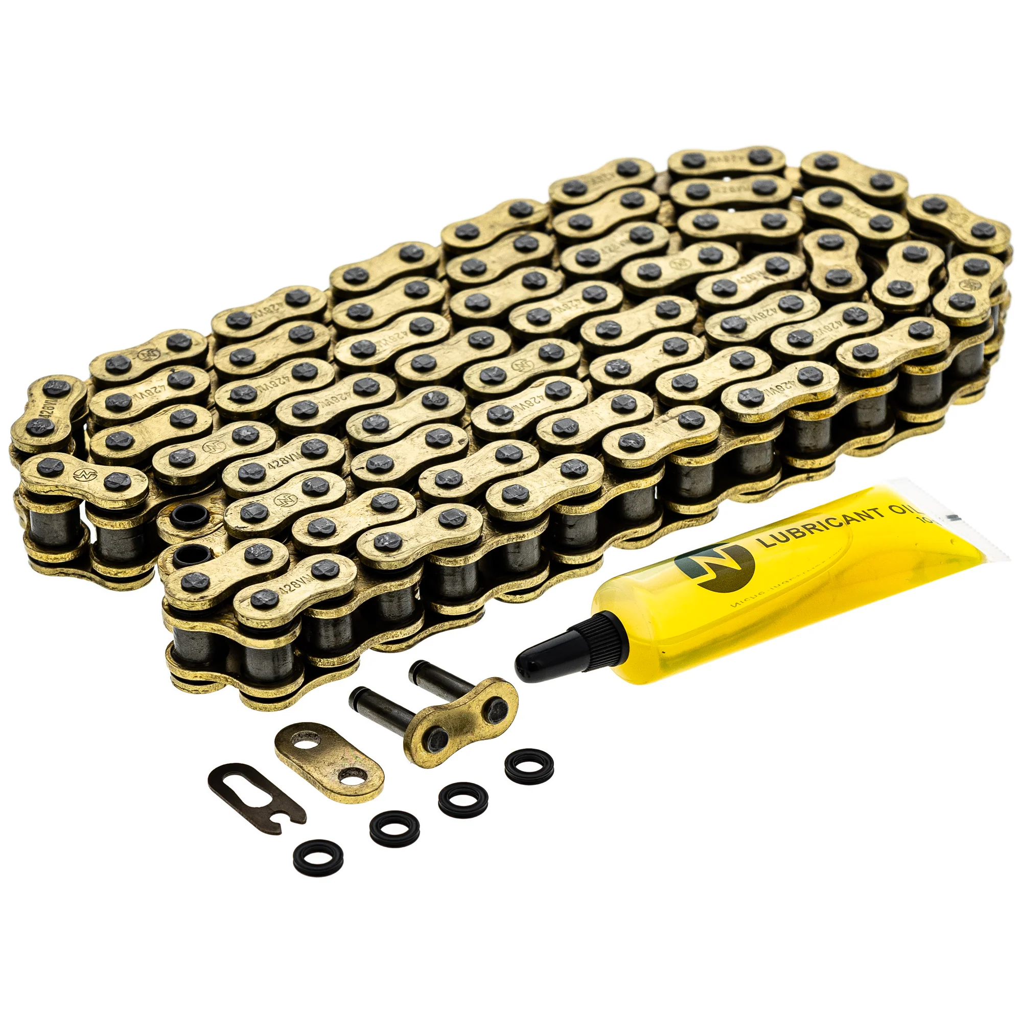Gold X-Ring Chain 108 w/ Master Link For Yamaha Kawasaki Honda 9Y580-24109-00 94580-24110-00