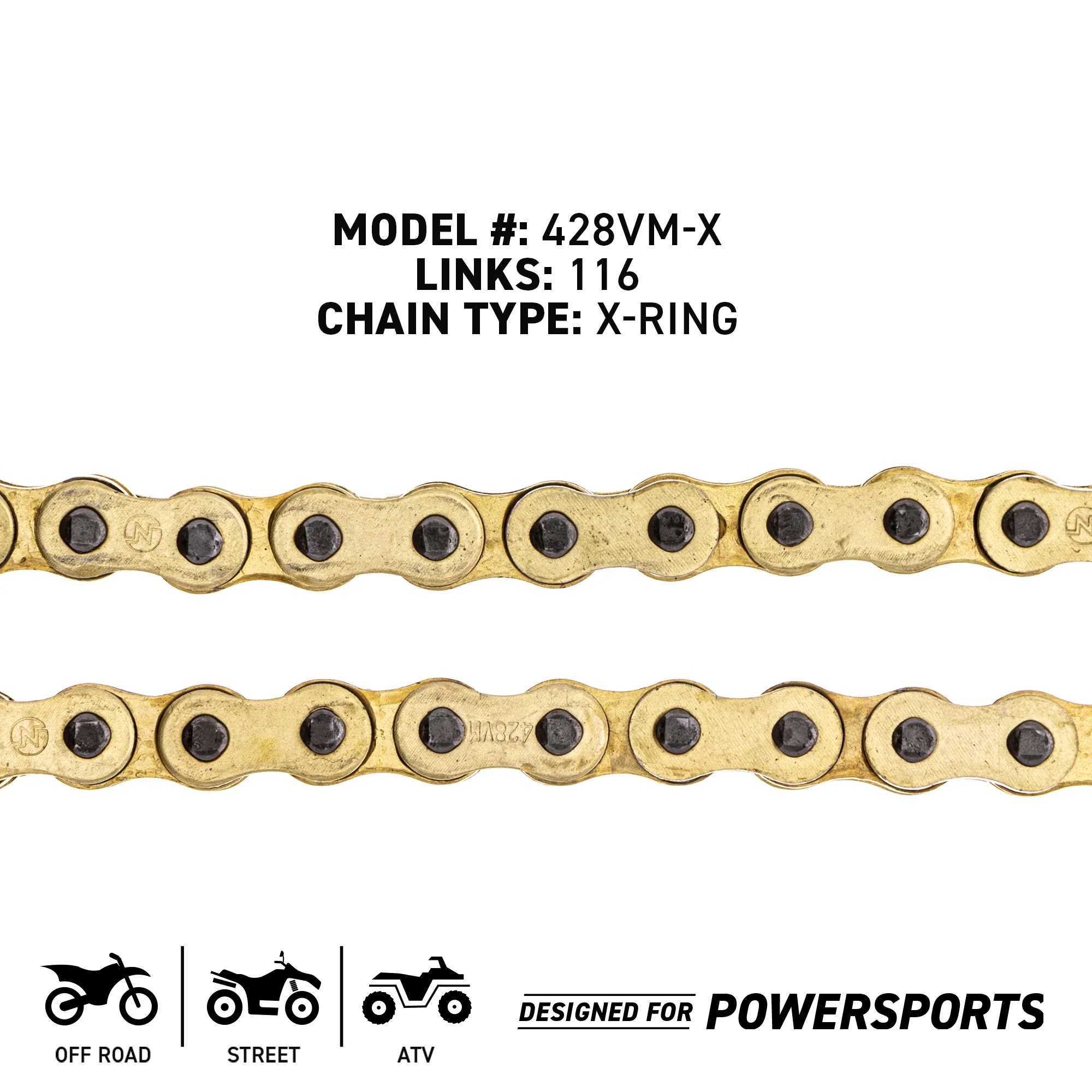 Gold X-Ring Chain 116 w/ Master Link For Yamaha Suzuki Honda 9Y581-97115-00 9Y580-88115-00 - Image 4