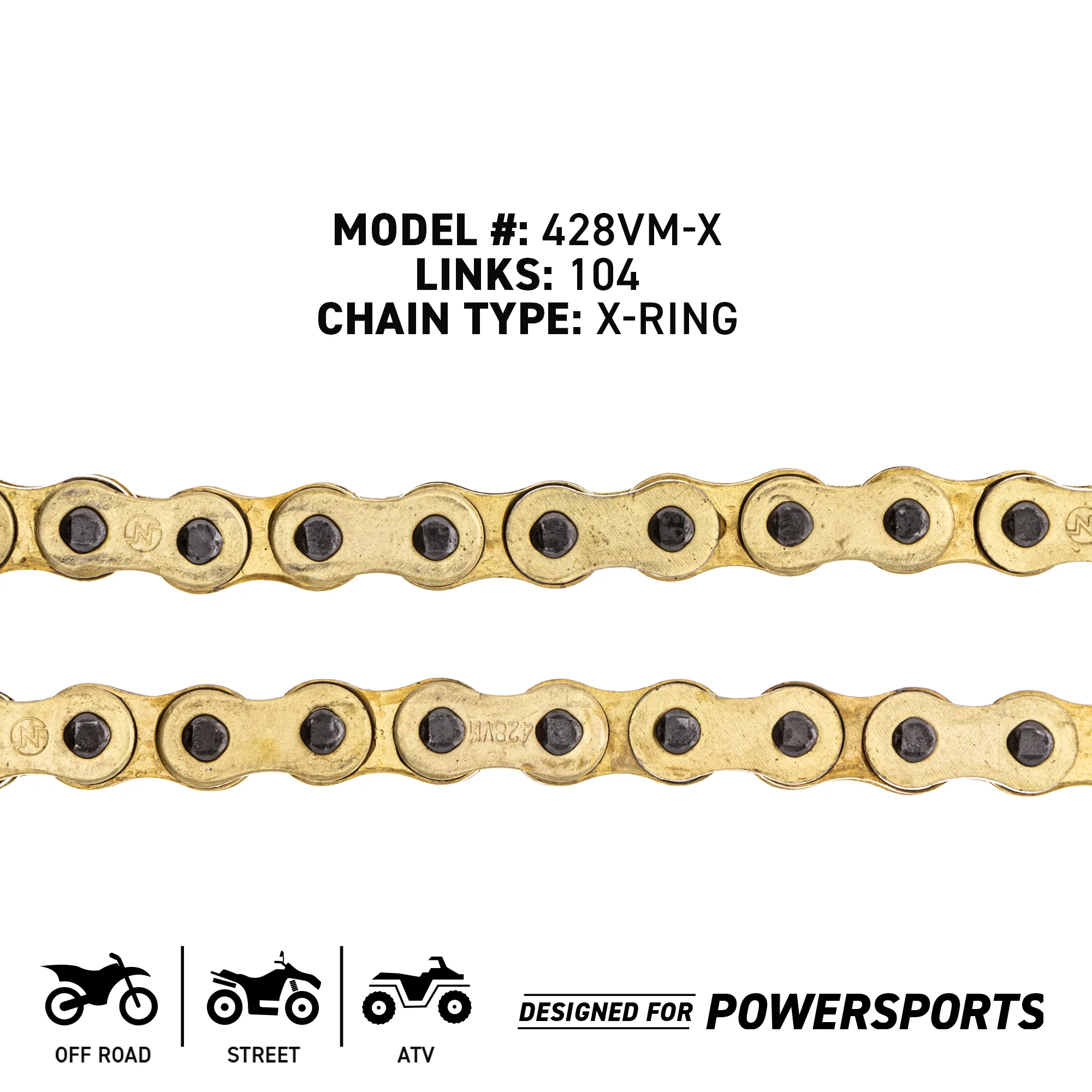 Gold X-Ring Chain 104 w/ Master Link For Honda Yamaha Suzuki 40530-359-673 40530-359-671 - Image 4