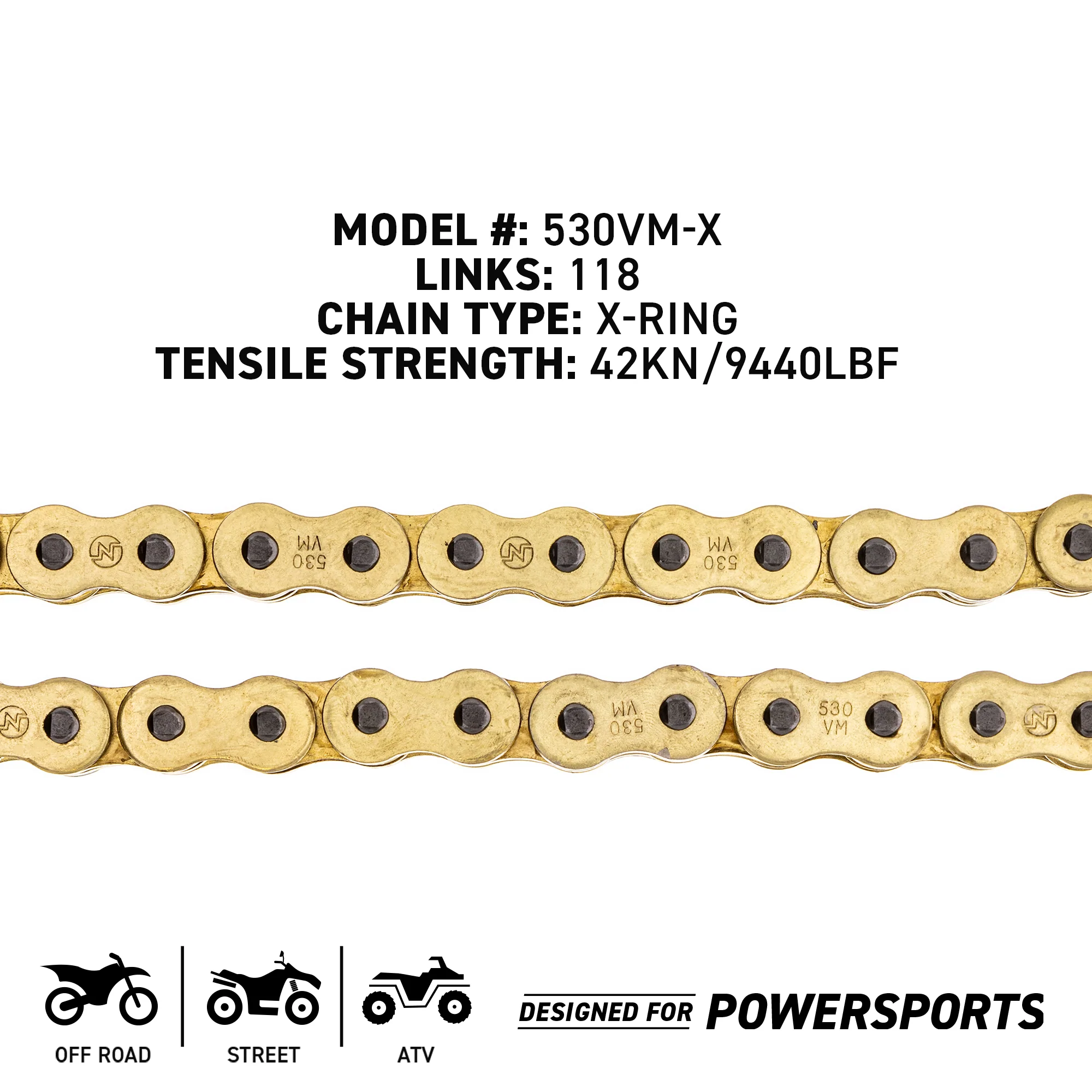 Gold X-Ring Chain 118 w/ Master Link For Suzuki Yamaha Kawasaki 9Y581-69117-00 94582-22118-00 - Image 4