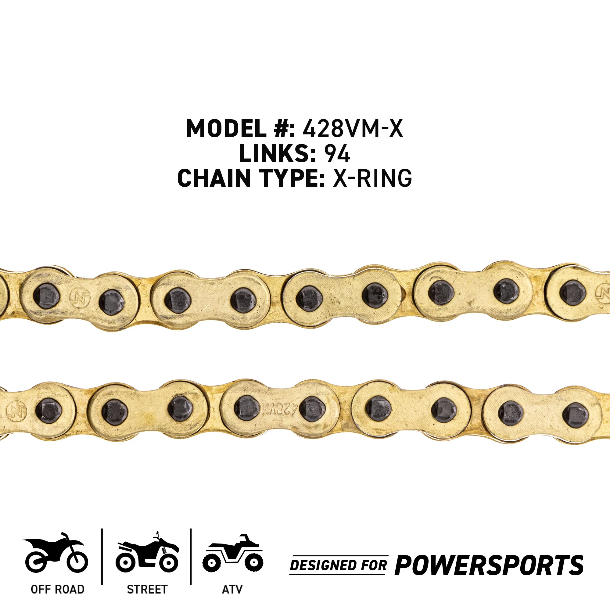 Gold X-Ring Chain 94 w/ Master Link For Honda Can-Am V14428DGF01HLL V14428DGF01H V14428DGF00H - Image 3