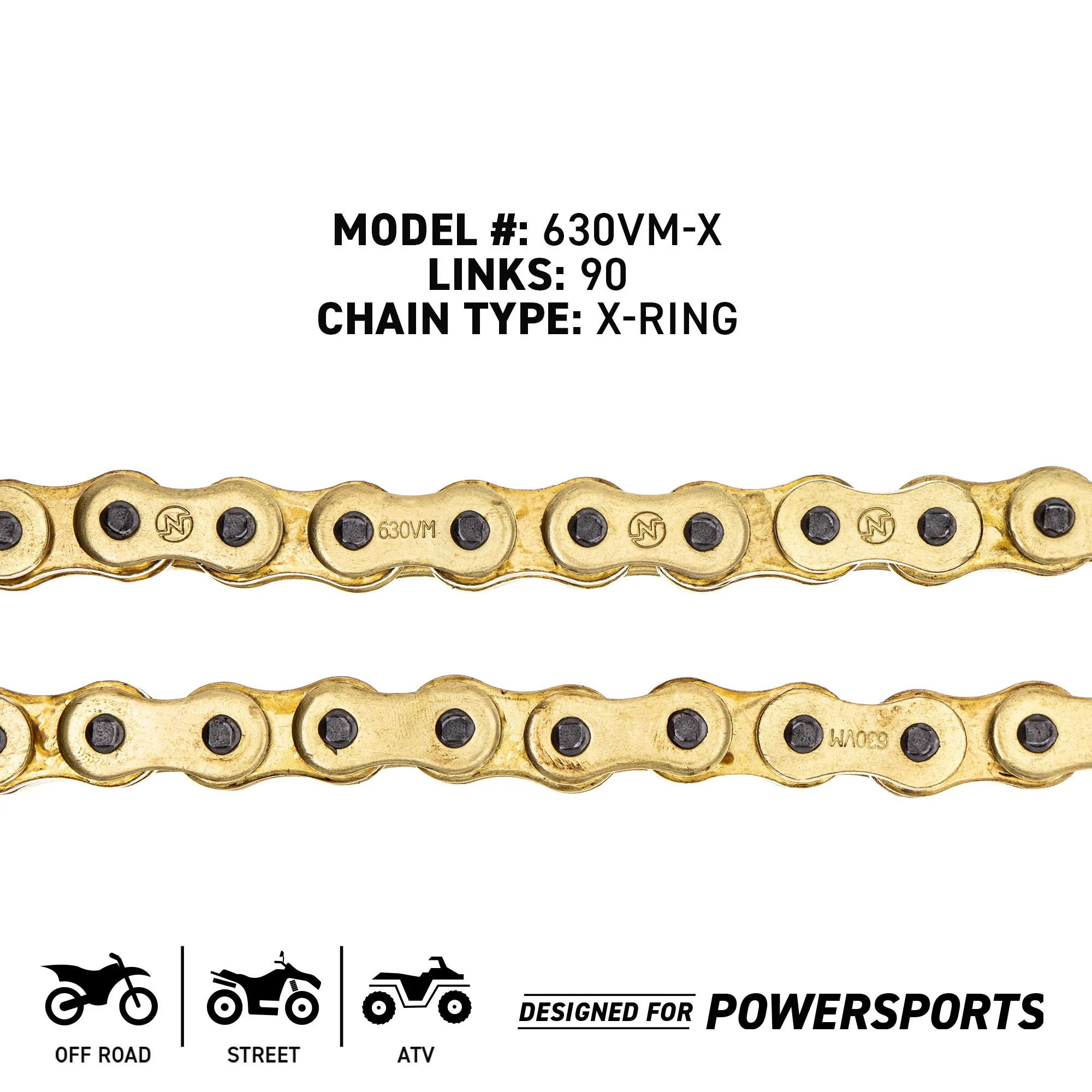 Gold X-Ring Chain 90 w/ Master Link For Honda Yamaha 94580-29090-00 40535-425-722 40535-425-721 - Image 3