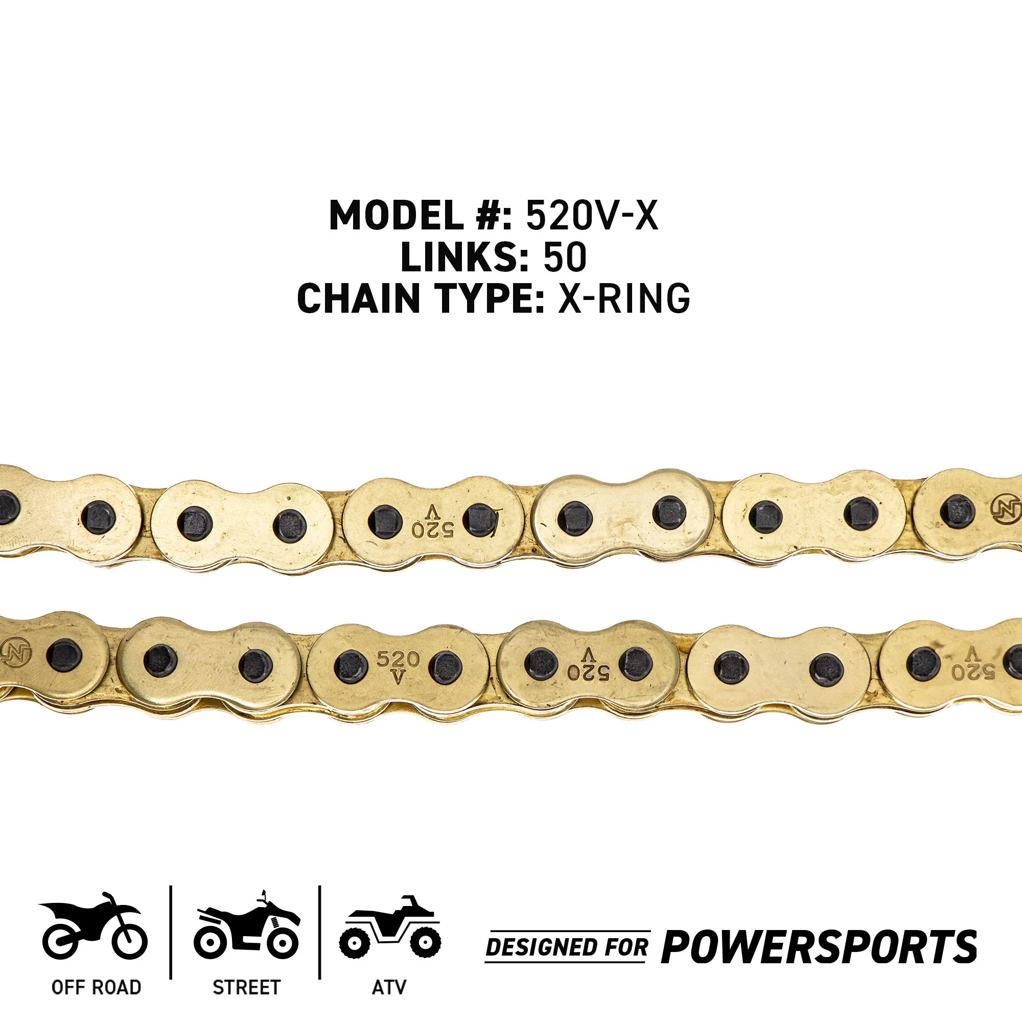 Gold X-Ring Chain 50 w/ Master Link For Yamaha - Image 3