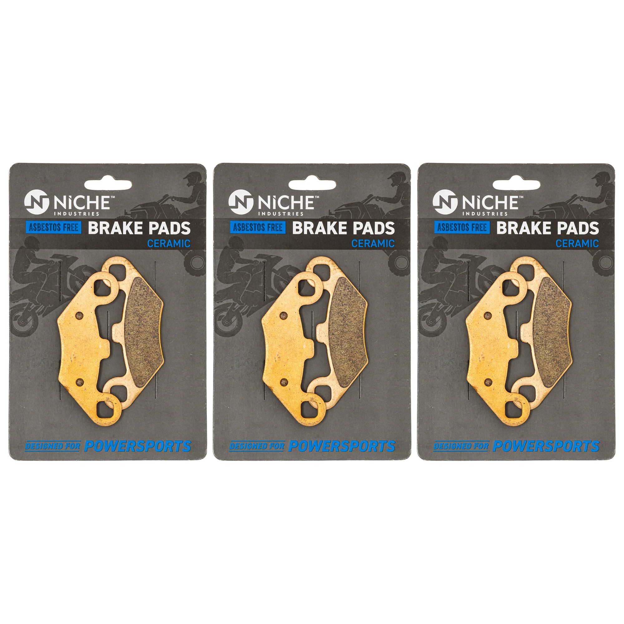 Front & Rear Ceramic Brake Pad Set For Polaris 2203792 2203452 2202412 2201398 2201149 2200901 | 3-PACK
