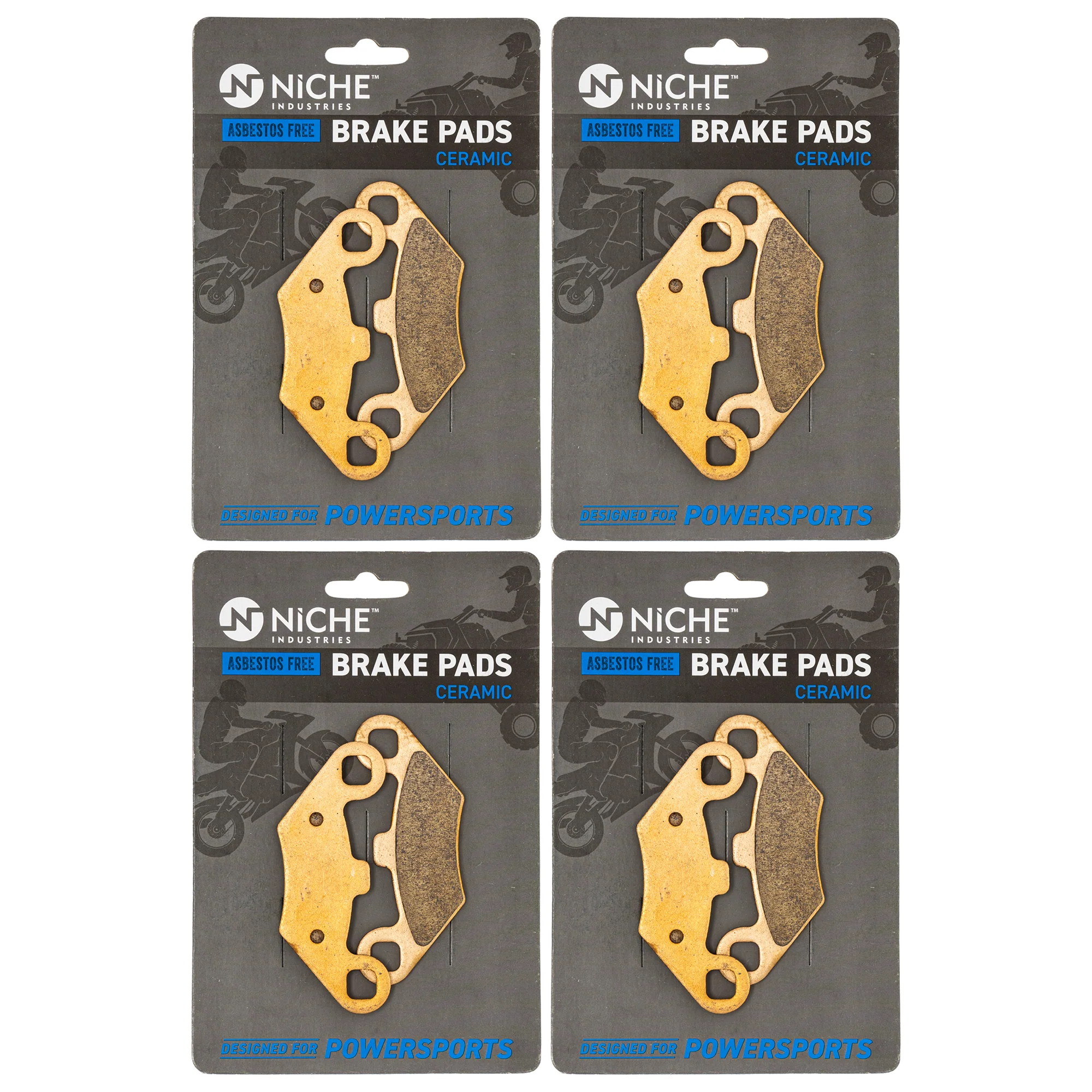 Front & Rear Ceramic Brake Pad Set For Polaris 2203792 2203452 2202412 2201398 2201149 2200901 | 4-PACK