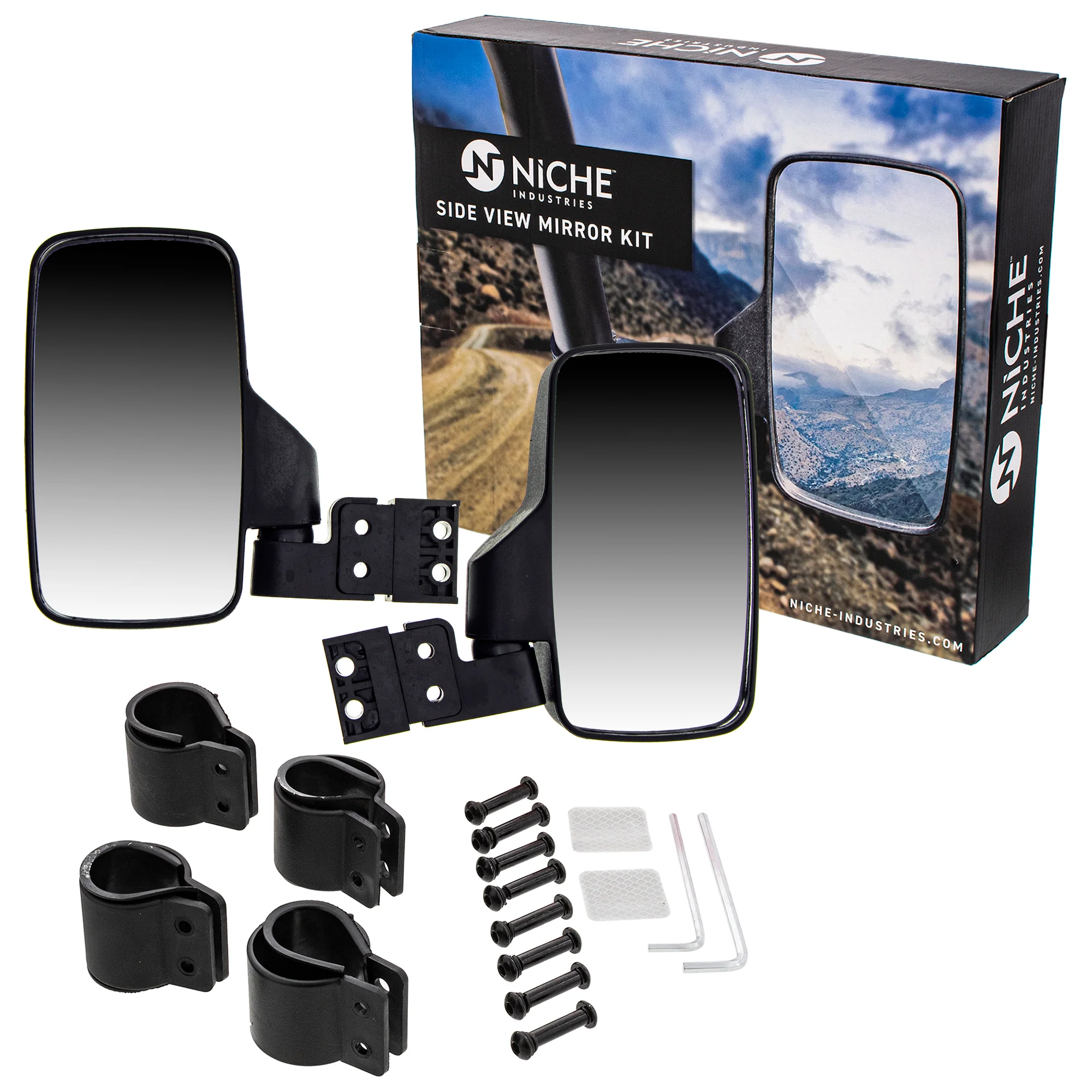 Black Break Away Side & Rear View Mirror For Polaris Can-Am Arctic Cat MK1002348 - Image 3