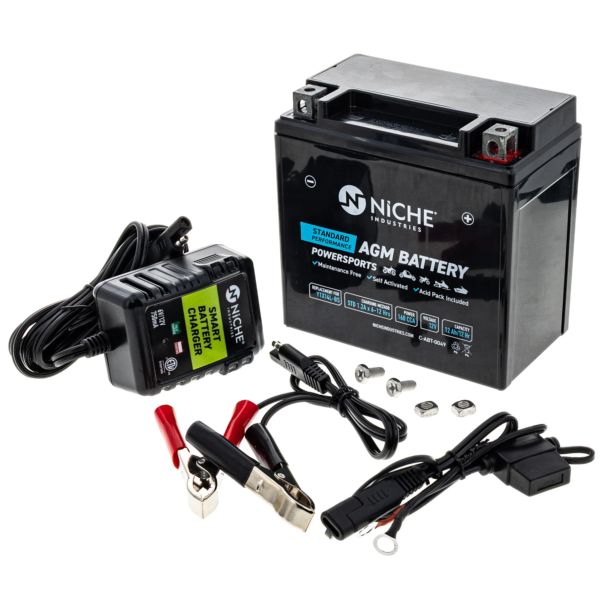 AGM Battery and Charger For Harley-Davidson 65958-04B MK1014768
